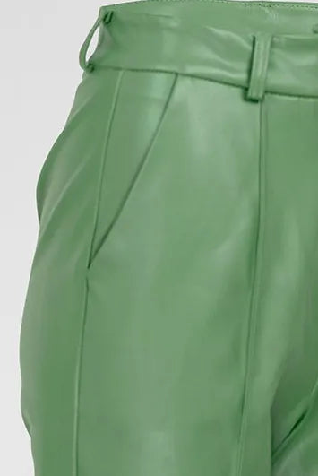 Дамски панталони от изкуствена кожа - Green Edge-панталони-6Sense