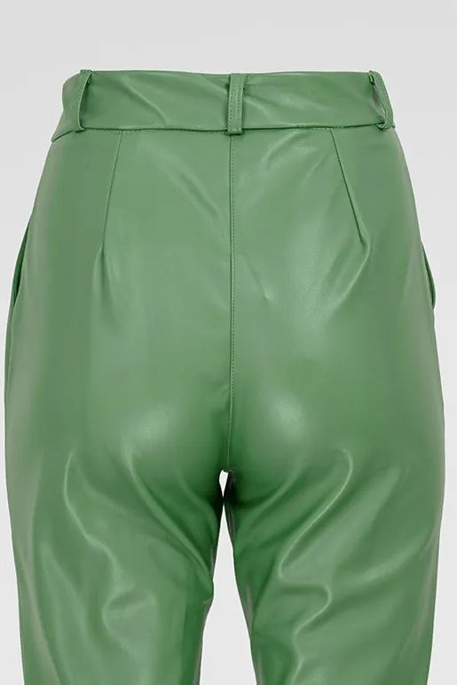 Дамски панталони от изкуствена кожа - Green Edge-панталони-6Sense
