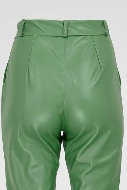 Дамски панталони от изкуствена кожа - Green Edge-панталони-6Sense