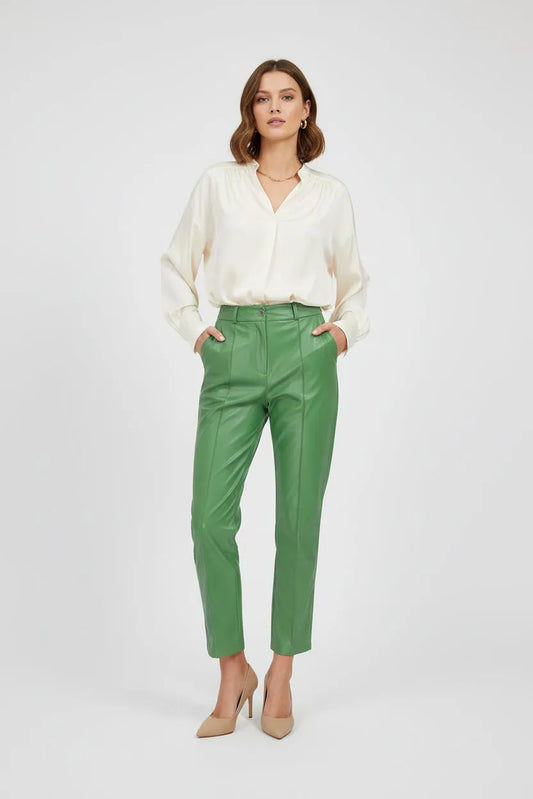 Дамски панталони от изкуствена кожа - Green Edge-панталони-6Sense