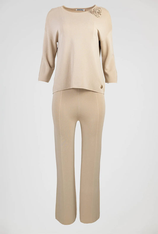 Дамски плетен комплект блуза и панталон - Soft Petal Set-комплекти-6Sense