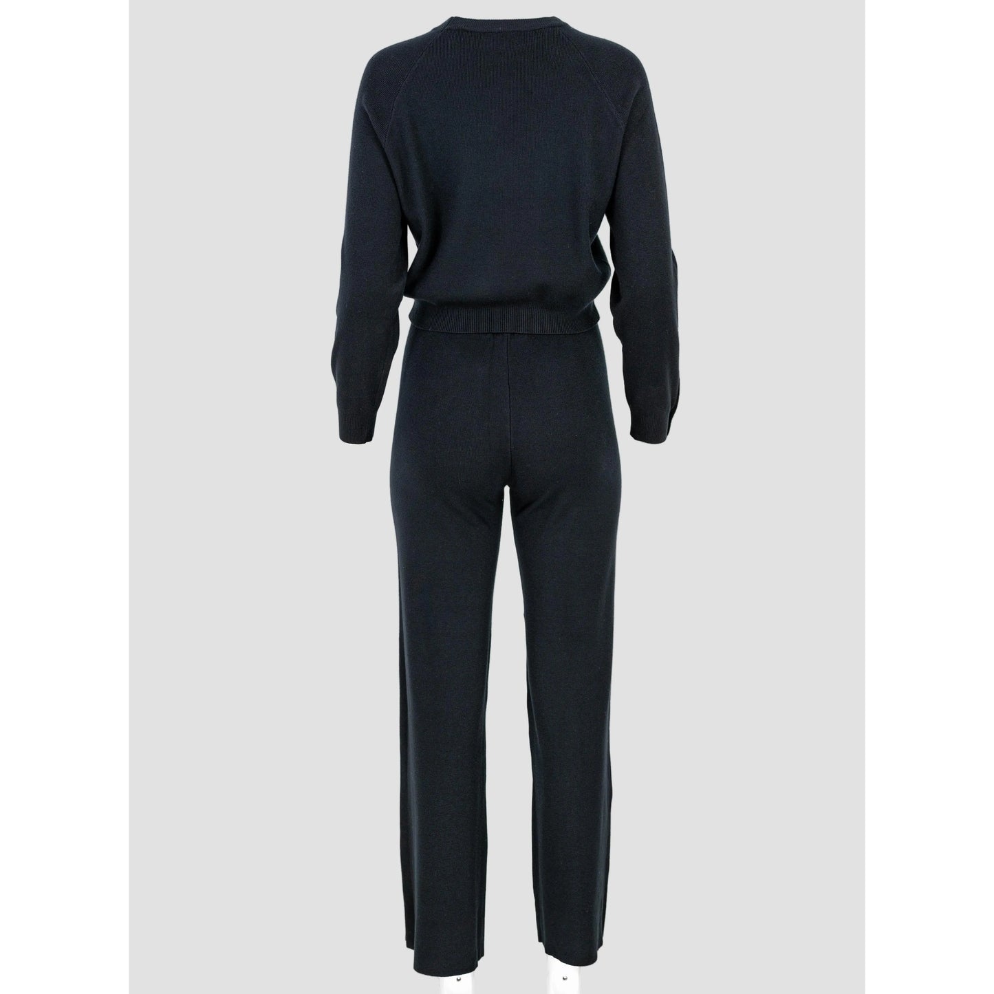 Дамски плетен комплект в черно - ефектни ръкави | колекция есен-зима-комплекти-6Sense