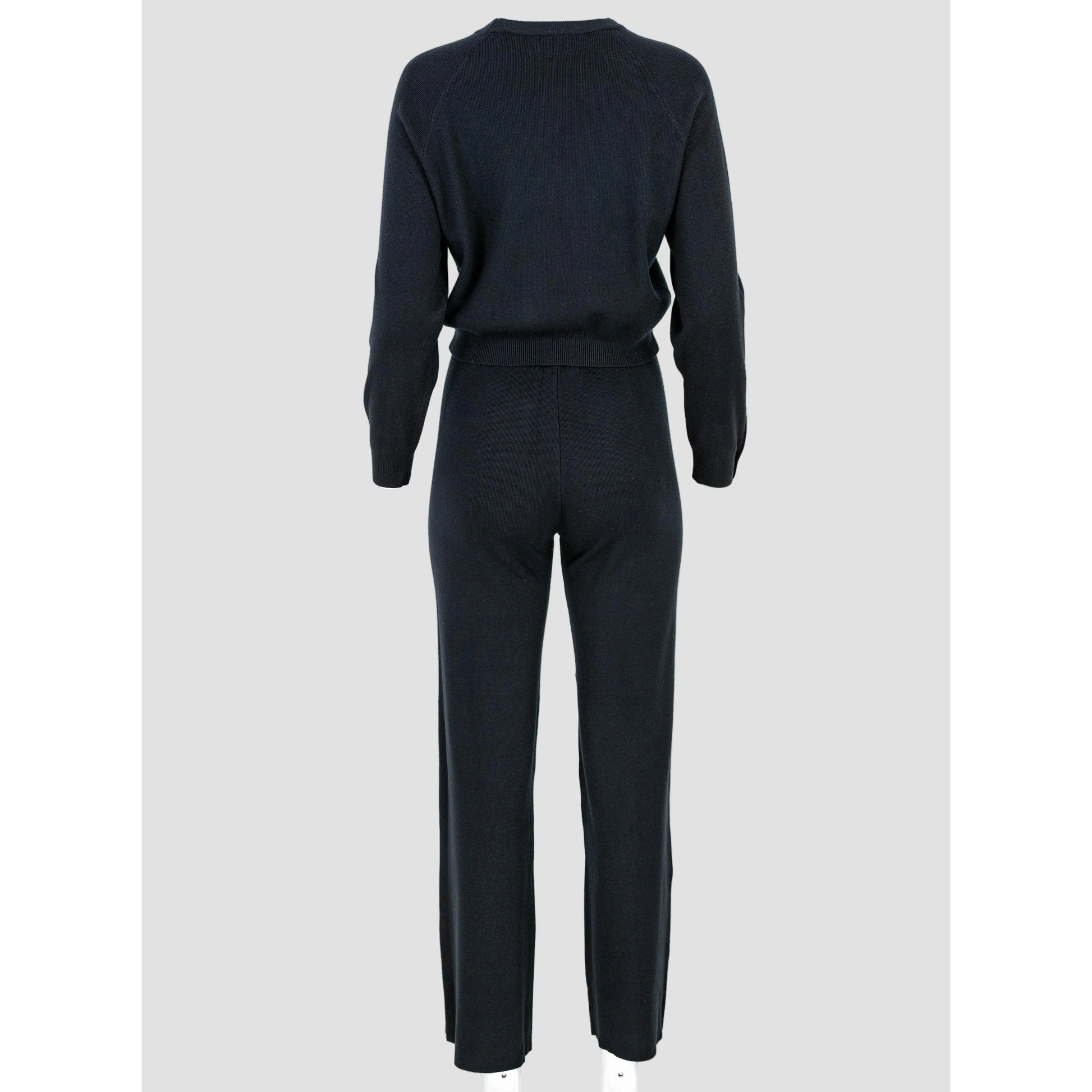 Дамски плетен комплект в черно - ефектни ръкави | колекция есен-зима-комплекти-6Sense