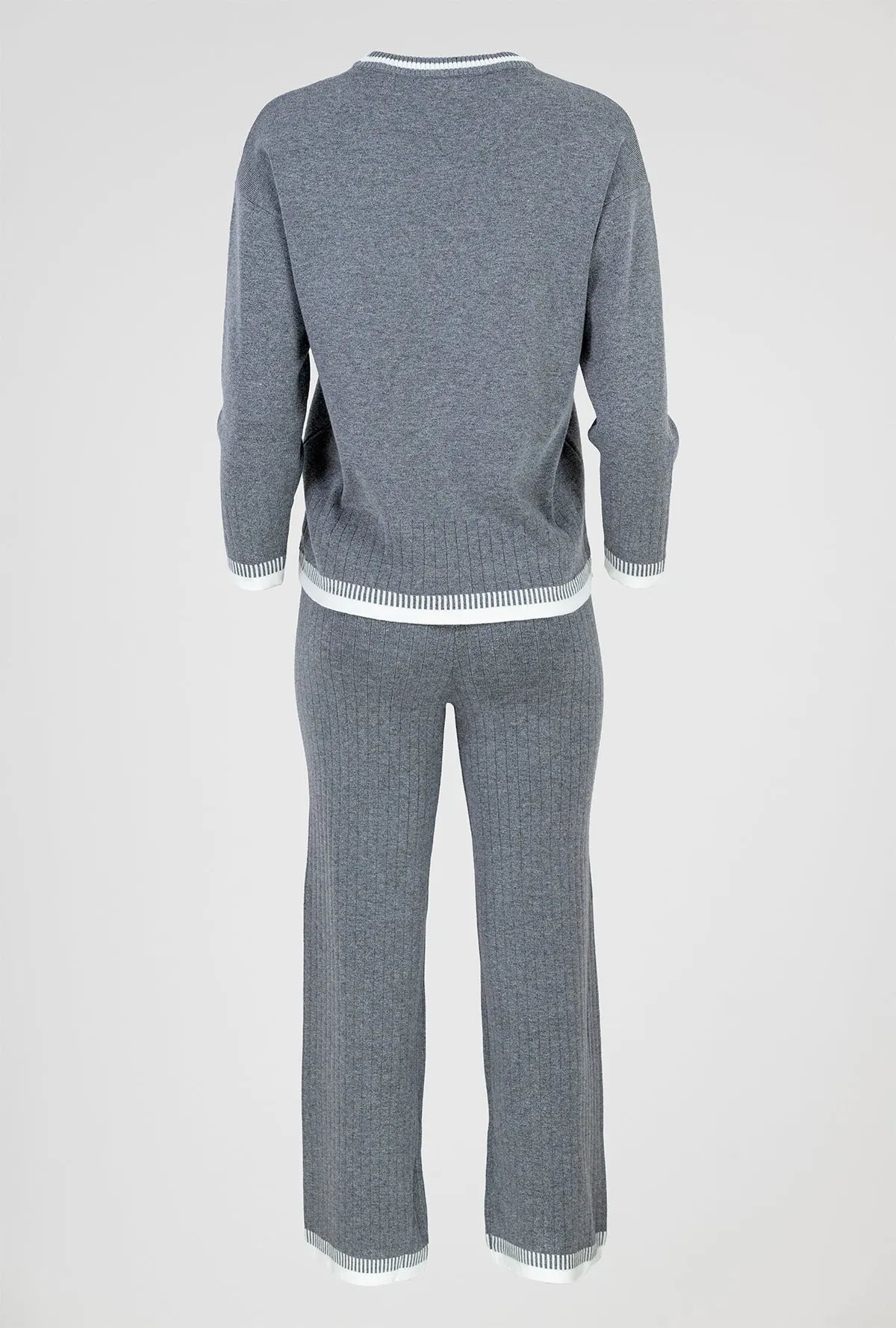 Дамски плетен рипсен комплект блуза и панталон - Sara-комплекти-6Sense