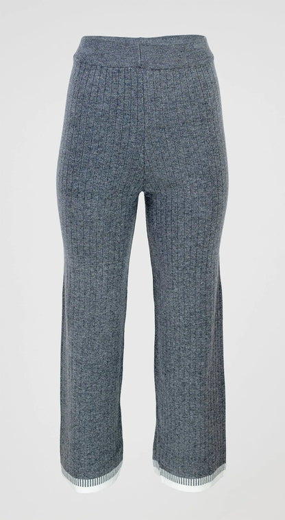 Дамски плетен рипсен комплект блуза и панталон - Sara-комплекти-6Sense