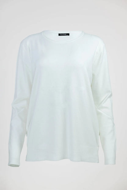 Дамски пуловер -фино плетиво – бял - Essential Soft-пуловери-6Sense