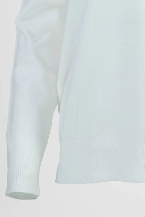 Дамски пуловер -фино плетиво – бял - Essential Soft-пуловери-6Sense