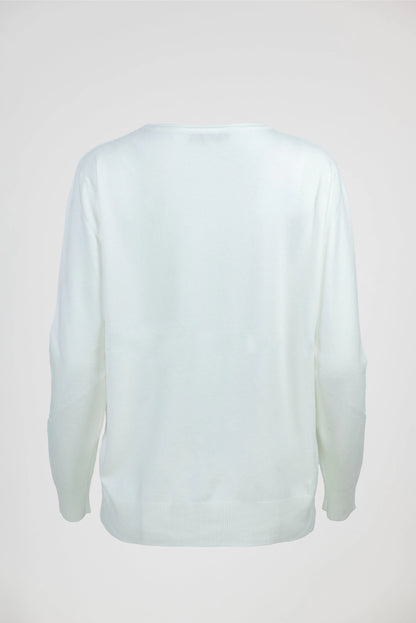 Дамски пуловер -фино плетиво – бял - Essential Soft-пуловери-6Sense