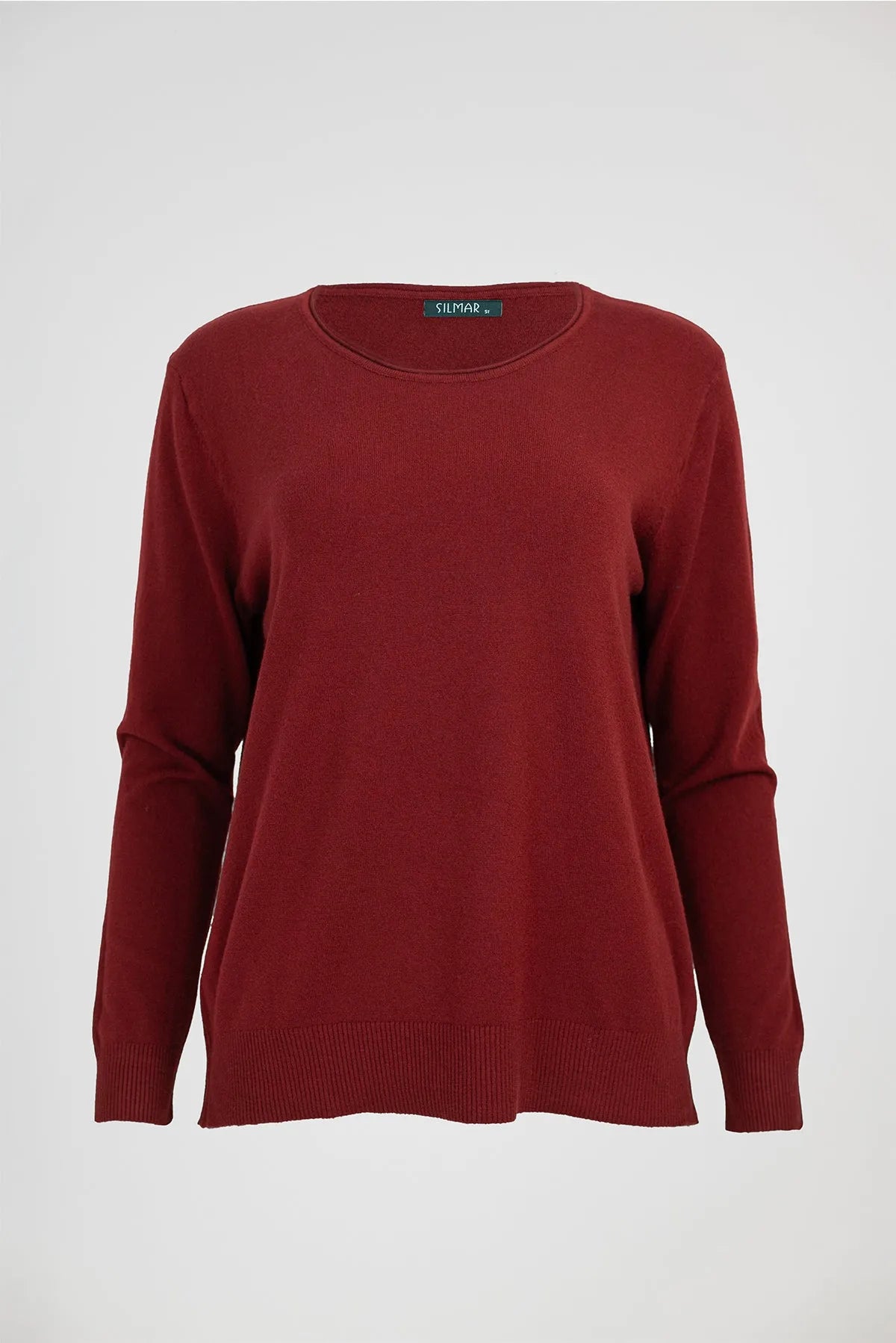 Дамски пуловер фино плетиво - тъмен керемиден - Essential Soft-пуловери-6Sense