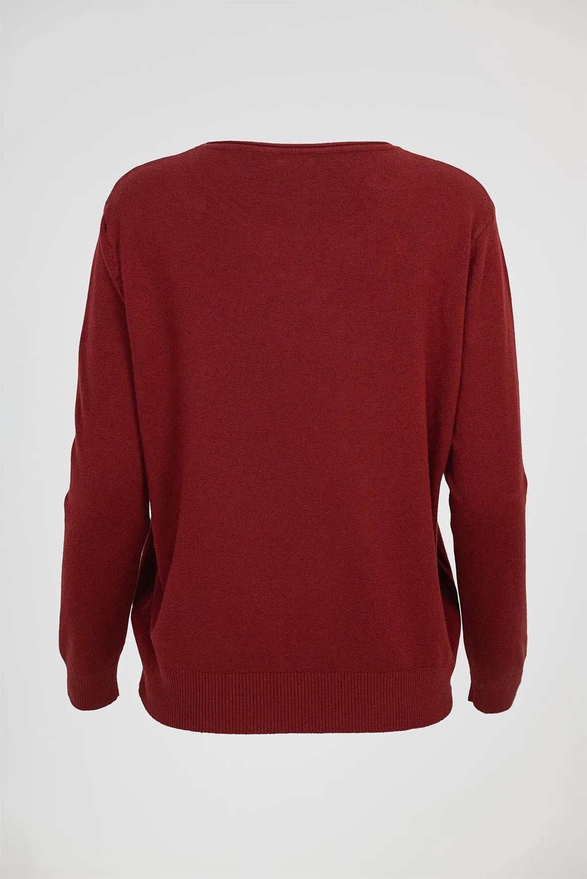 Дамски пуловер фино плетиво - тъмен керемиден - Essential Soft-пуловери-6Sense