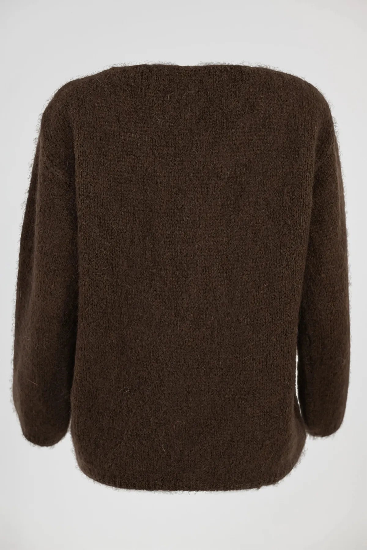 Дамски мохеров пуловер -кафяв - Choco Mohair-пуловери-6Sense