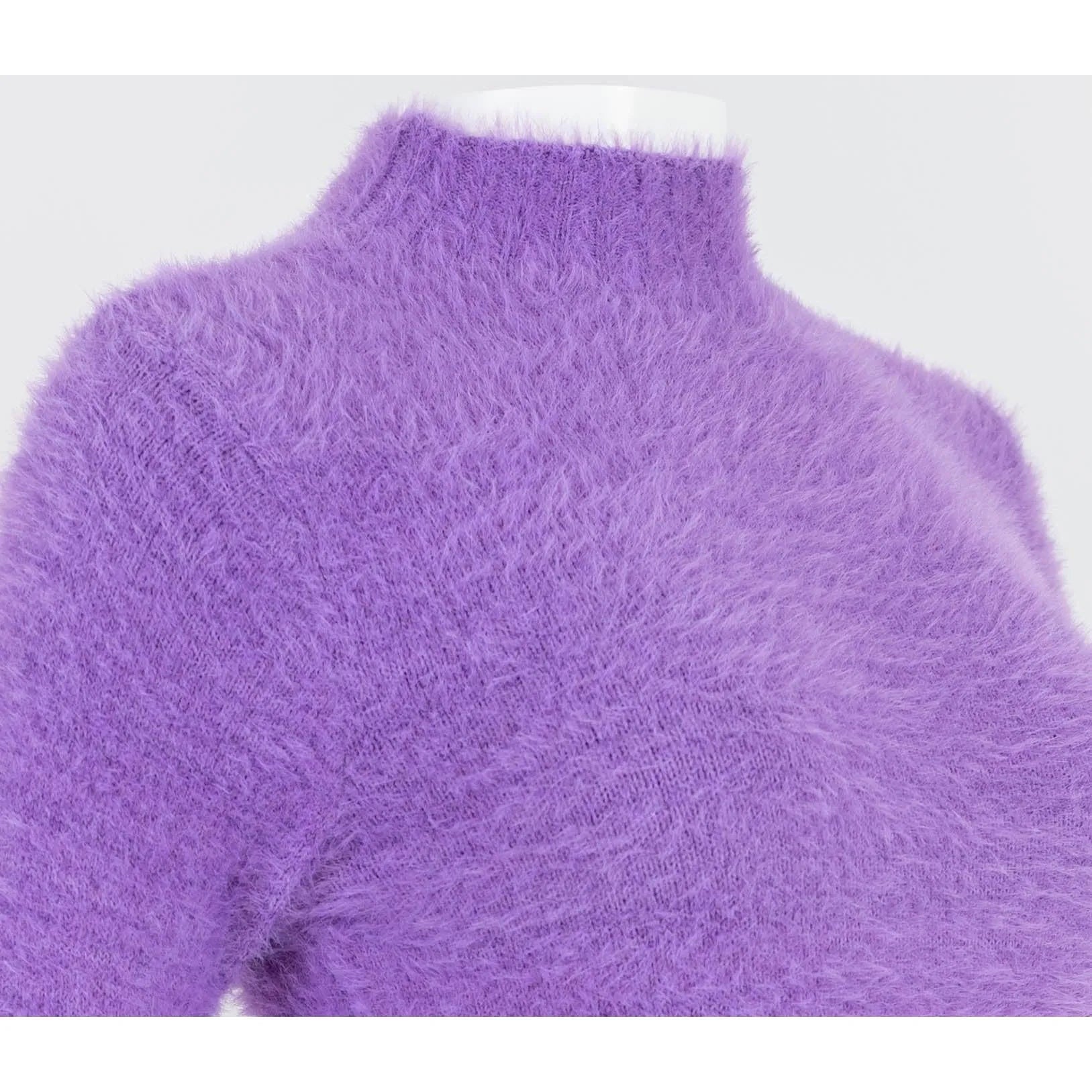 Дамски пуловер - полу поло в лилаво | колекция eсен – зима в лилаво| колекция eсен – зима-пуловери-6Sense