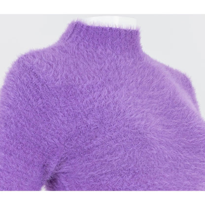 Дамски пуловер - полу поло в лилаво | колекция eсен – зима в лилаво| колекция eсен – зима-пуловери-6Sense