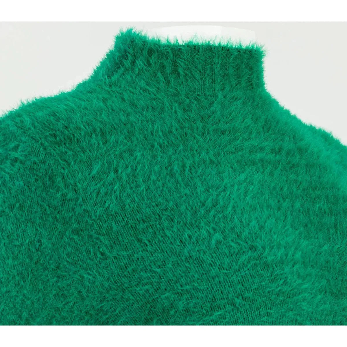 Дамски пуловер полу поло в зелено | Колекция Есен–Зима-пуловери-6Sense