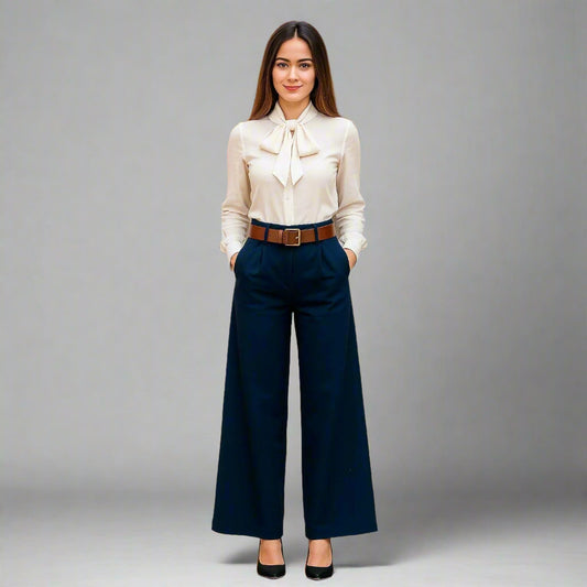 Дамски широк панталон с колан – стил и свобода на движение 6Sense