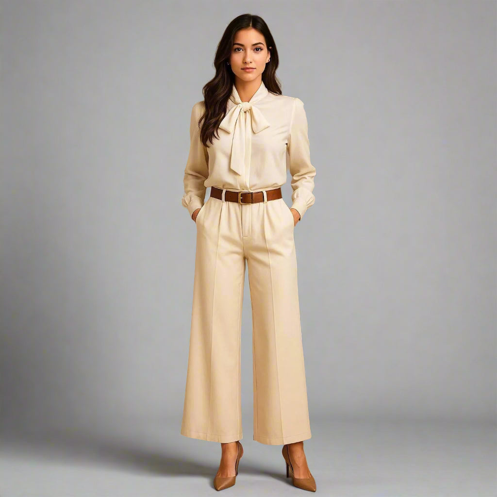 Дамски широк панталон с колан | колекция есен-зима 6Sense