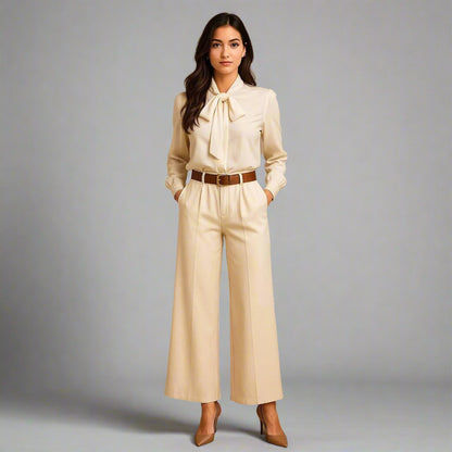 Дамски широк панталон с колан | колекция есен-зима 6Sense