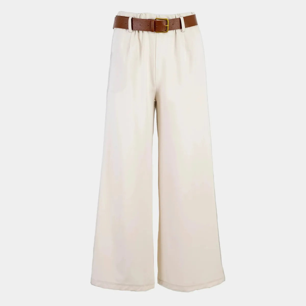 Дамски широк панталон с колан | 6Sense - отпред