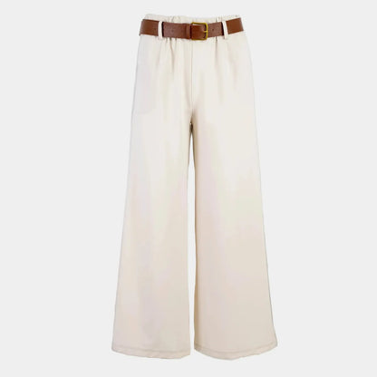 Дамски широк панталон с колан | 6Sense - отпред