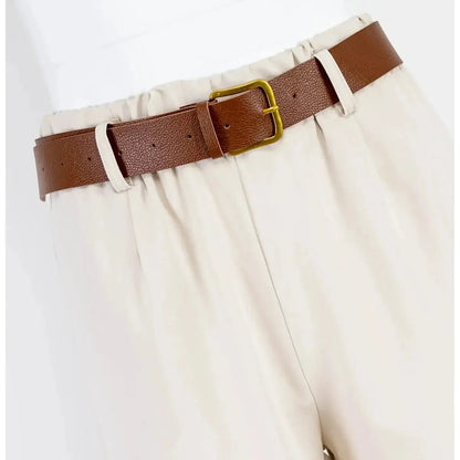 Дамски широк панталон с колан | 6Sense отпред от близо