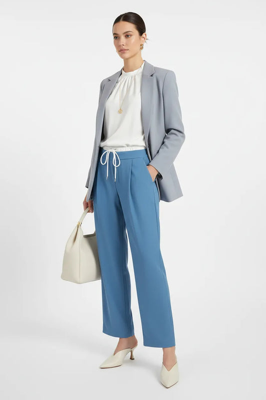 Дамски панталон в морско синьо с връзки | колекция есен-зима 6Sense