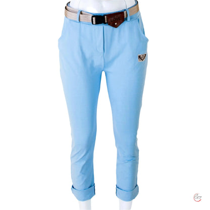 Светлосини дамски панталони с колан Made with Love – Летен шик с доза нежност 💙