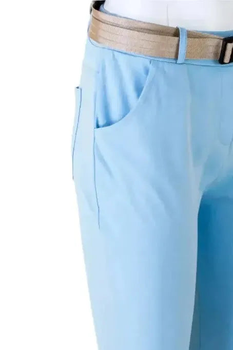 Дамски светлосин панталон с колан - Made with Love-панталони-6Sense