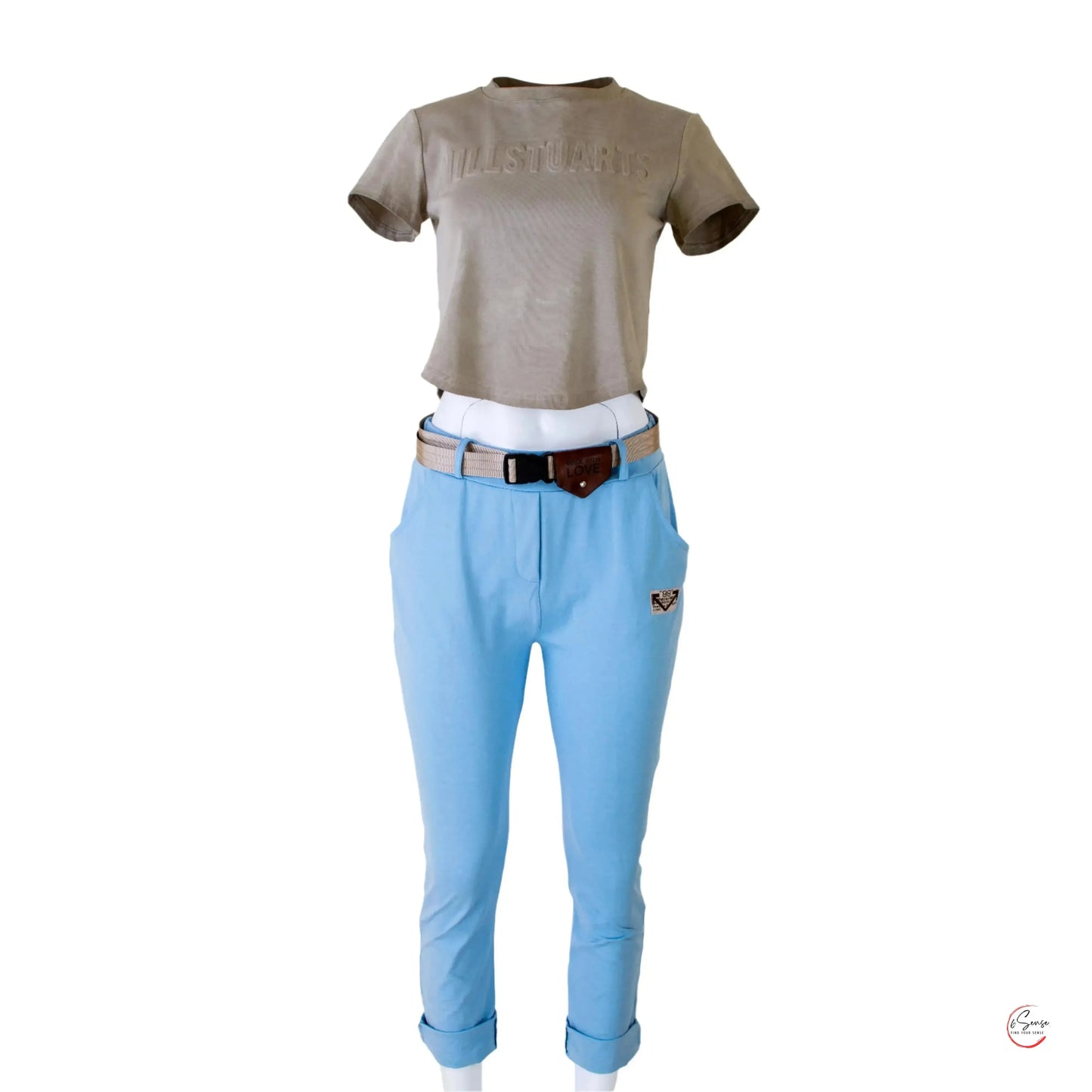 Светлосини дамски панталони с колан Made with Love – Летен шик с доза нежност 💙