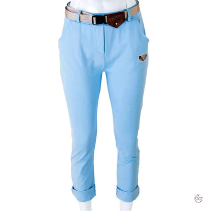 Светлосини дамски панталони с колан Made with Love – Летен шик с доза нежност 💙