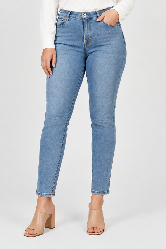 Дамски светлосини еластични дънки Plus size - Skyline Blue