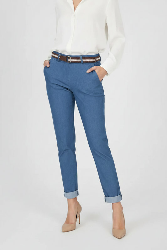 Дамски светлосини еластични дънкови панталони - Light Denim Comfort