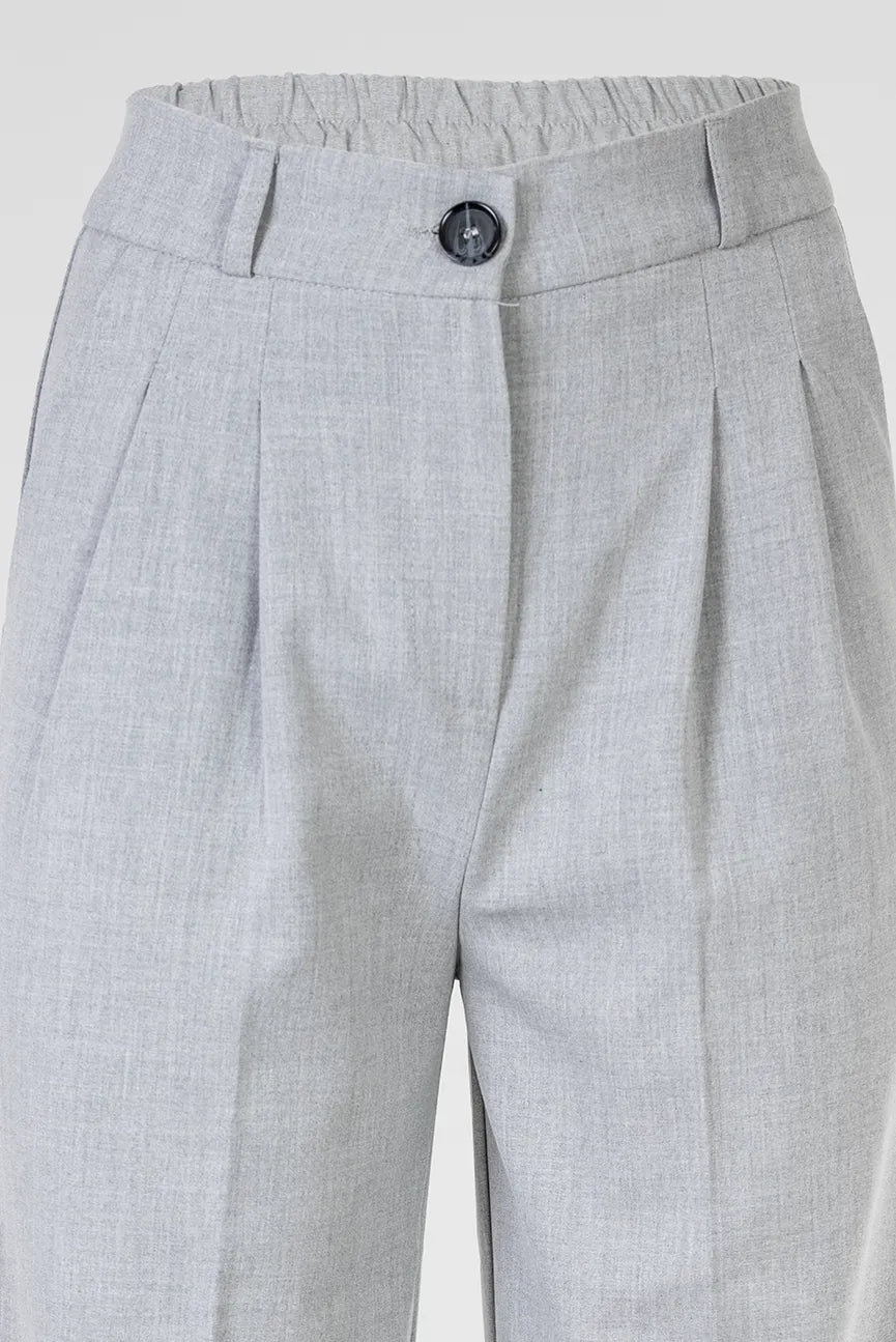 Дамски светлосив чино панталон с висока талия – Soft Grey Chino-панталони-6Sense