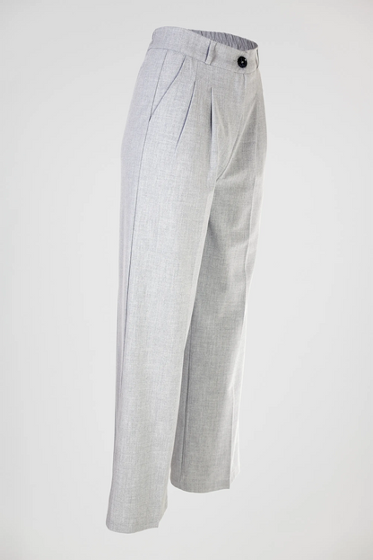 Дамски светлосив чино панталон с висока талия – Soft Grey Chino-панталони-6Sense