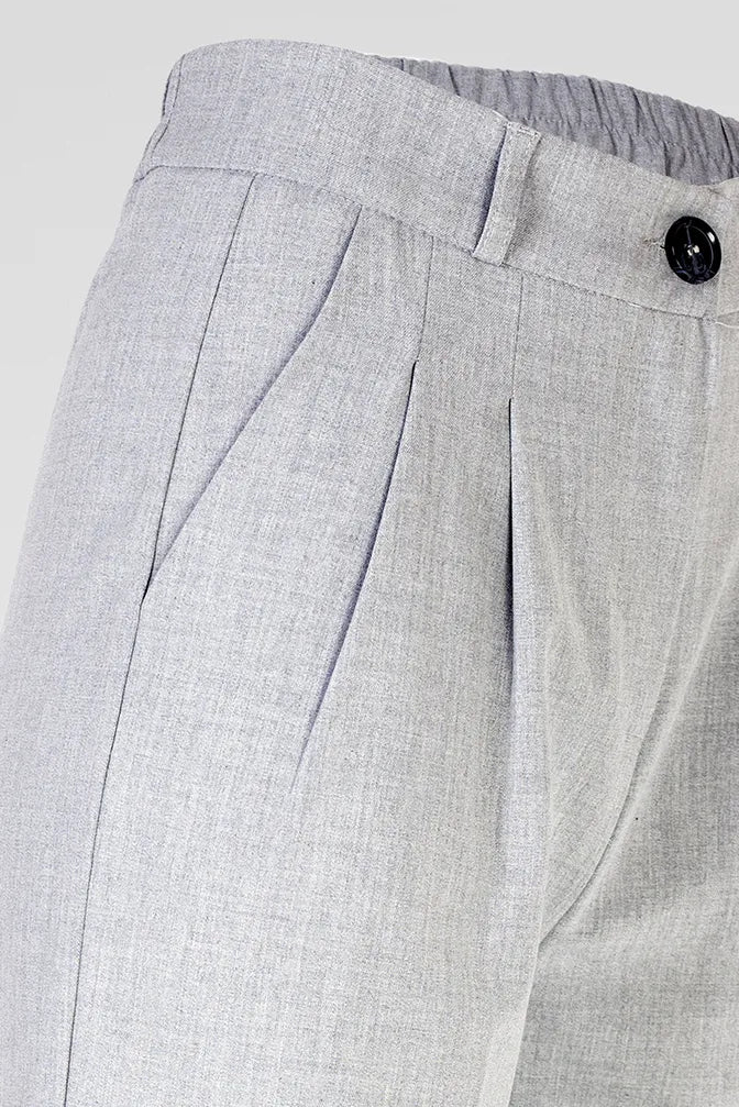 Дамски светлосив чино панталон с висока талия – Soft Grey Chino-панталони-6Sense