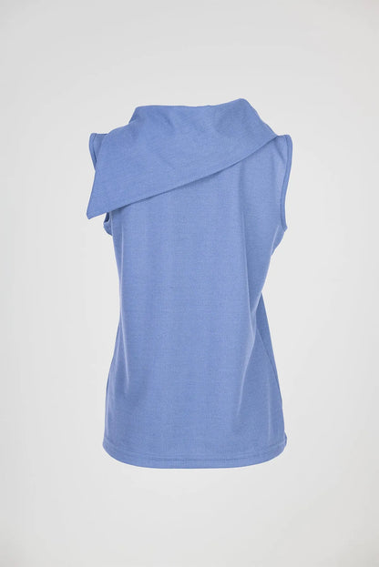 Дамски топ без ръкави с асиметрична яка - Soft Edge-блузи-6Sense