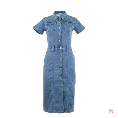 Дънкова рокля Denim Grace с копчета | 6sense.bg 💙