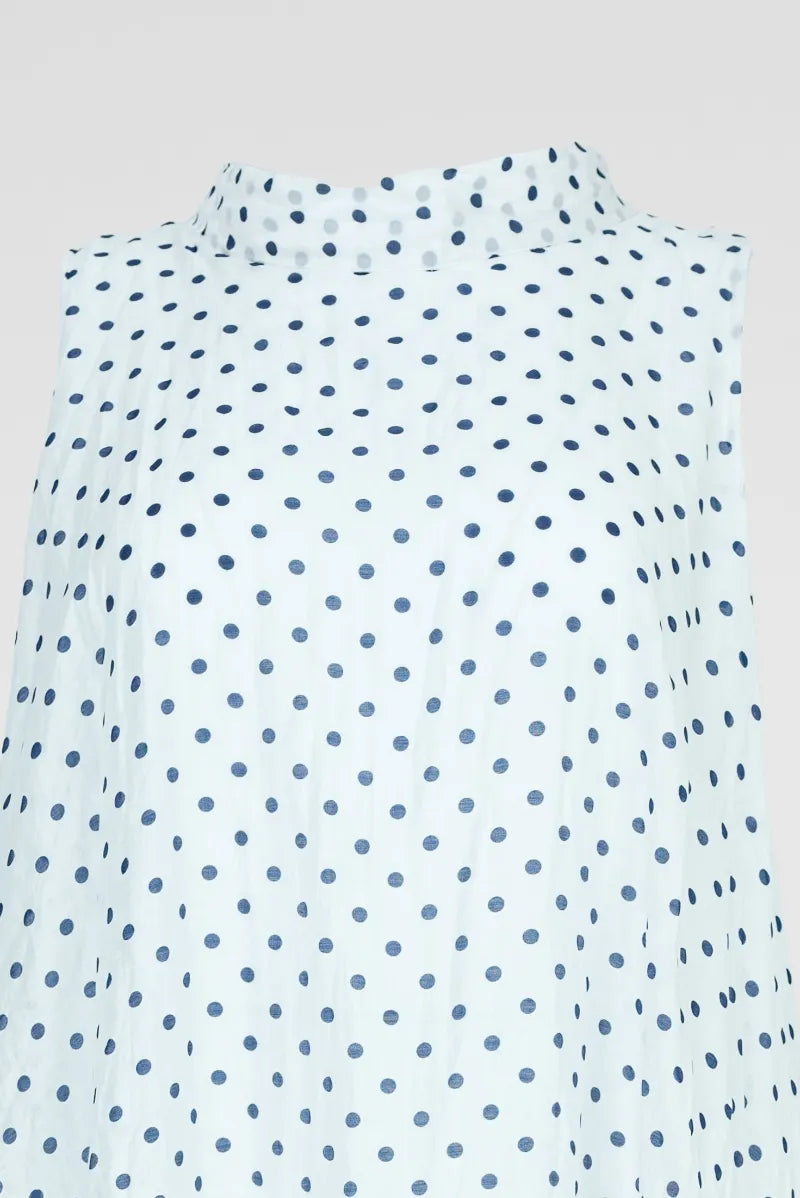 Ефирна рокля на точки с панделка и подплата - Sage Dots-рокли-6Sense