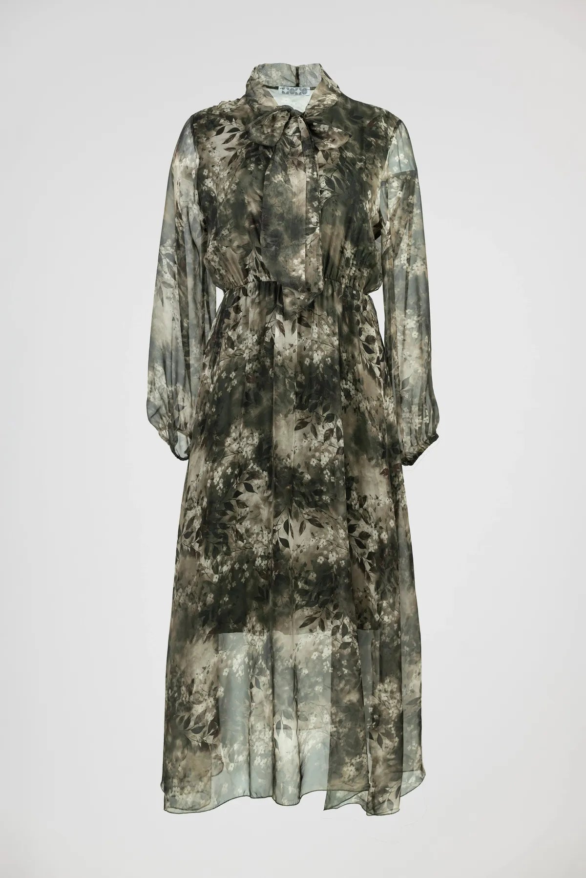 Ефирна рокля с флорален принт и панделка – Forest Whisper-рокли-6Sense