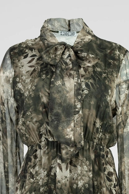 Ефирна рокля с флорален принт и панделка – Forest Whisper-рокли-6Sense