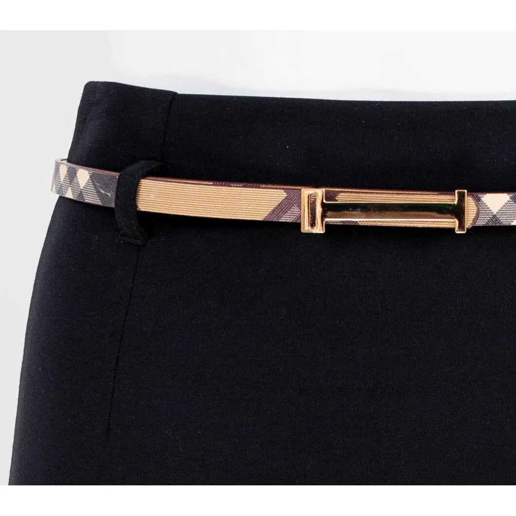 Елегантна дамска пола тип молив с колан - Moon-Поли-6Sense