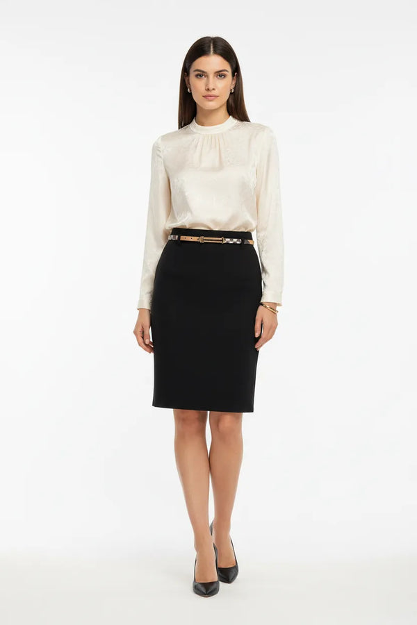 Елегантна дамска пола тип молив с колан | колекция - есен-зима 6Sense