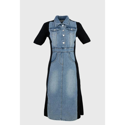 Есенна дънкова рокля с еластични панели | колекция есен-зима 6Sense