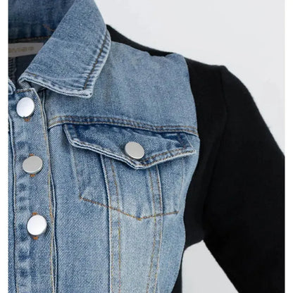 Есенна дънкова рокля с еластични панели | колекция есен-зима 6Sense