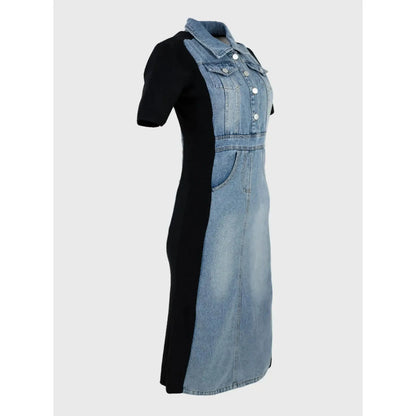 Есенна дънкова рокля с еластични панели | колекция есен-зима 6Sense