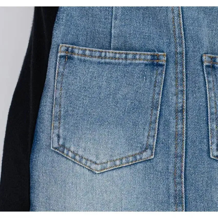 Есенна дънкова рокля с еластични панели | колекция есен-зима 6Sense