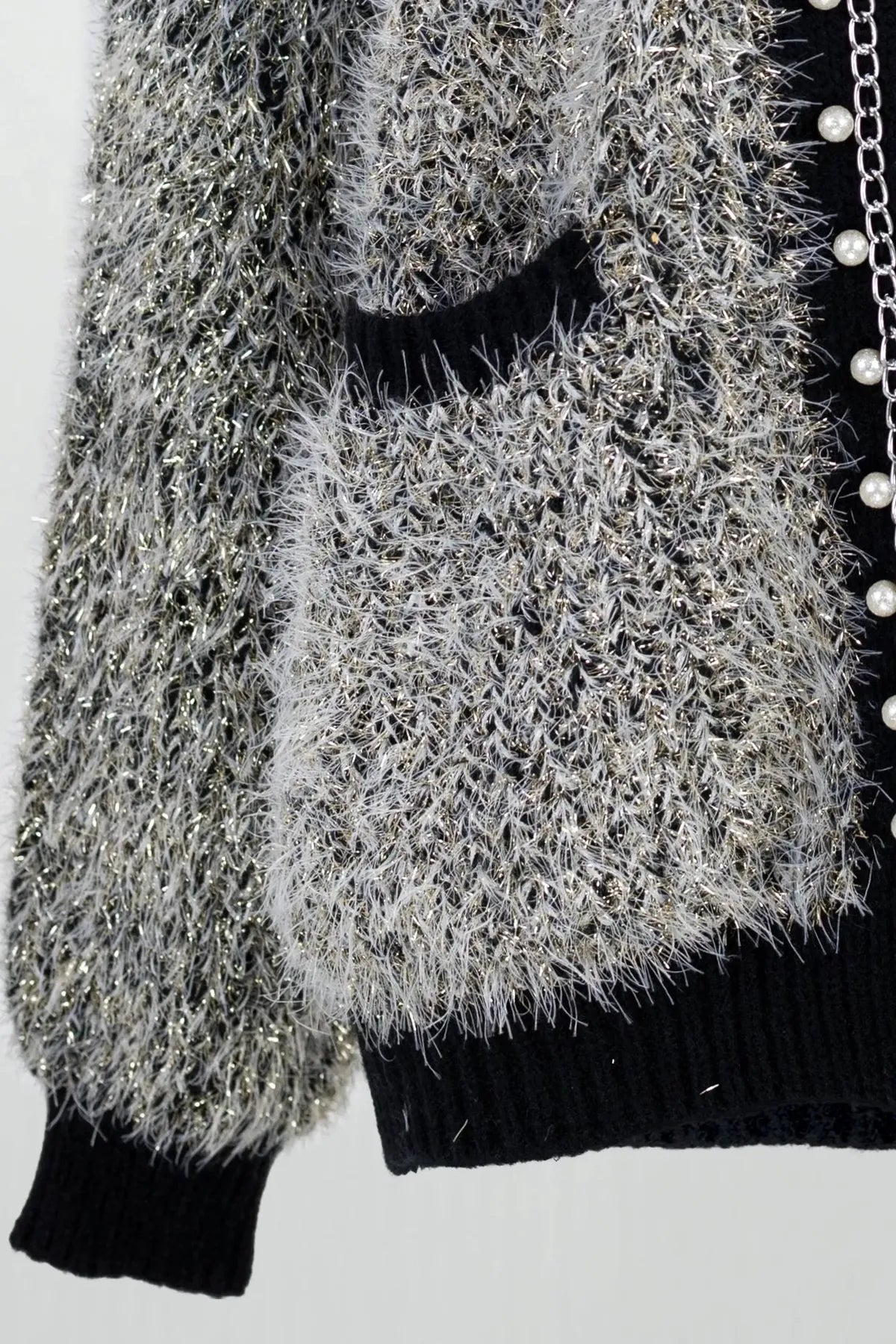 Кардиган Riviera Pearl – графитено-сив меланж с перлени детайли-жилетки-6Sense