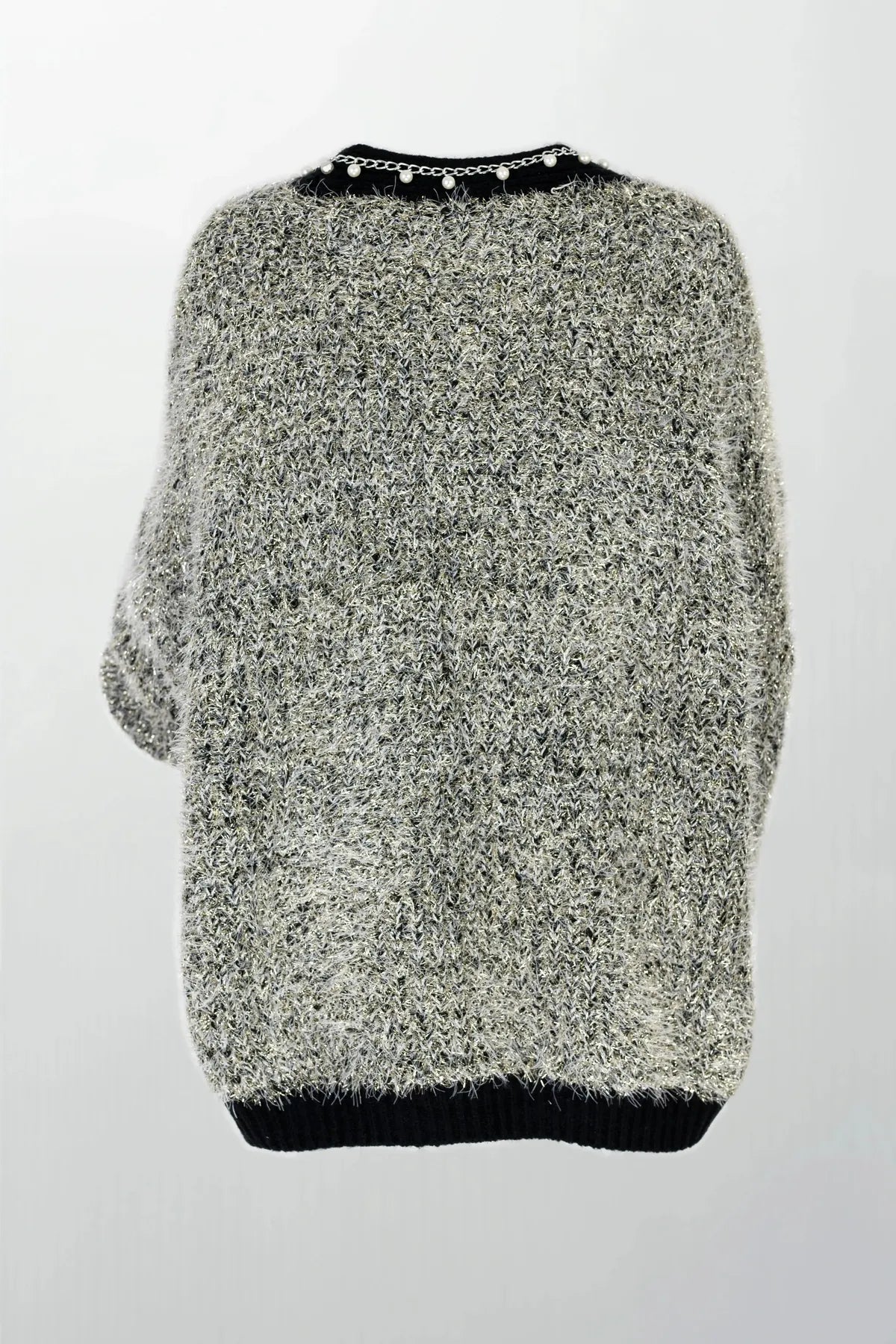 Кардиган Riviera Pearl – графитено-сив меланж с перлени детайли-жилетки-6Sense