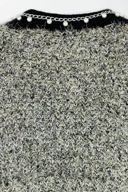 Кардиган Riviera Pearl – графитено-сив меланж с перлени детайли-жилетки-6Sense