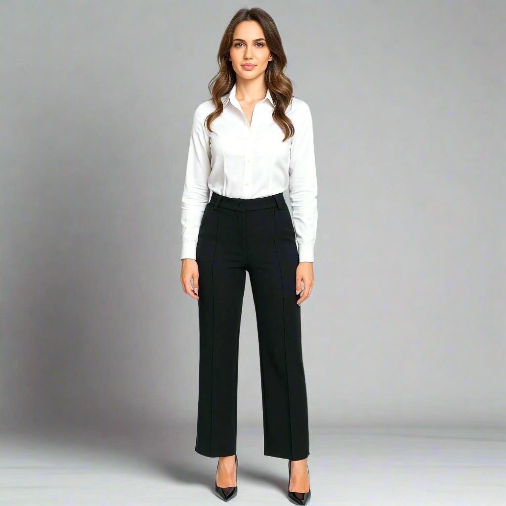 Класически дамски прав панталон с ръб | колекция есен–зима-панталони-6Sense