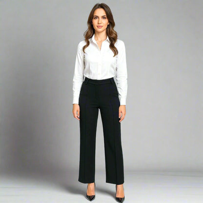 Класически дамски прав панталон с ръб | колекция есен–зима-панталони-6Sense